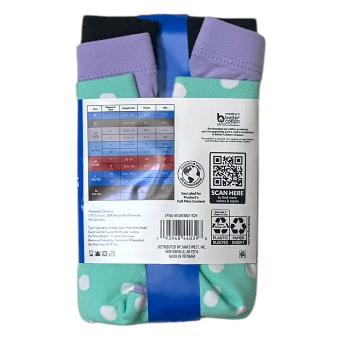 Member's Mark Girls 3-Pack Sit Snug Cartwheel Short (Multi Dot, S (6/6X))