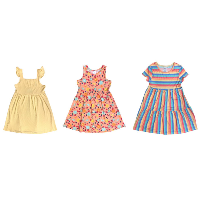 Member's Mark Girl's 3 Pack Soft Lightweight Stretch Knit Dresses