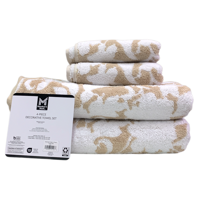 Member's Mark 4-Piece Decorative Cotton Bath and Hand Towel Set