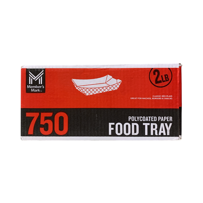 Member's Mark 2lb. Poly-Coated Paper Food Trays, 750 Count, Classic Red Plaid