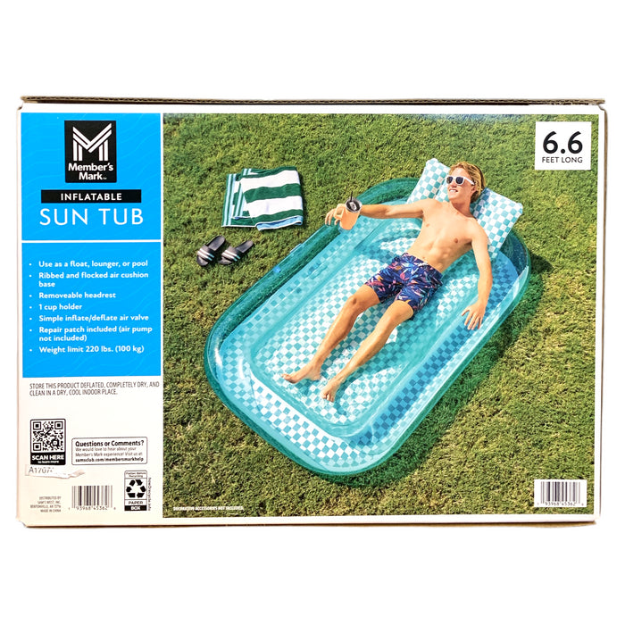 Member's Mark Inflatable Sun Tub, Float, Lounger Pool Combo, 6.6" Long