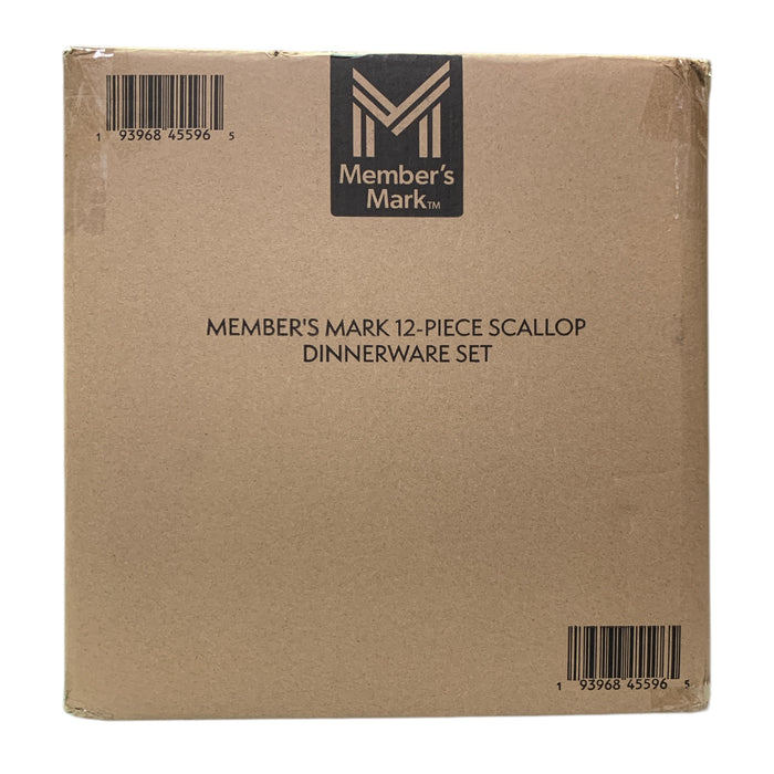 Member's Mark 12-Piece Scallop Stoneware Material Dinnerware Set, Cream