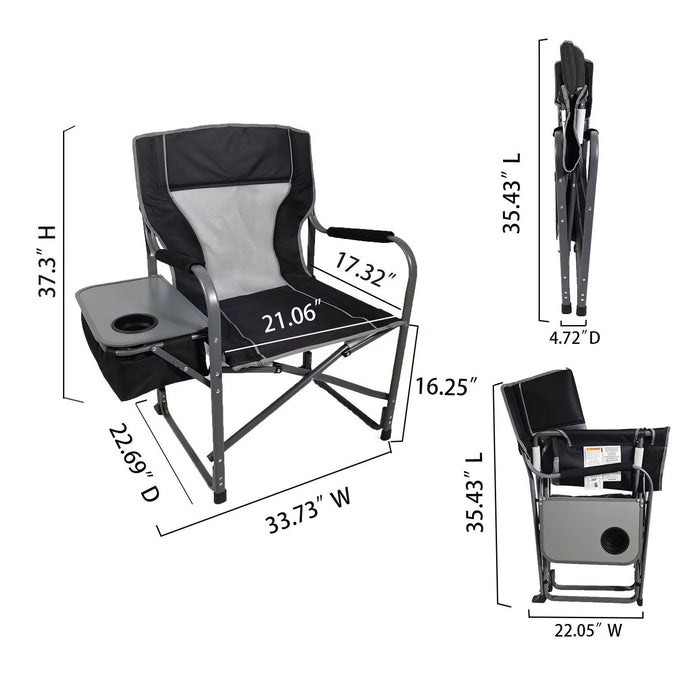 Member's Mark Oversized Director's Chair with Fold Away Cooler, Black Soot