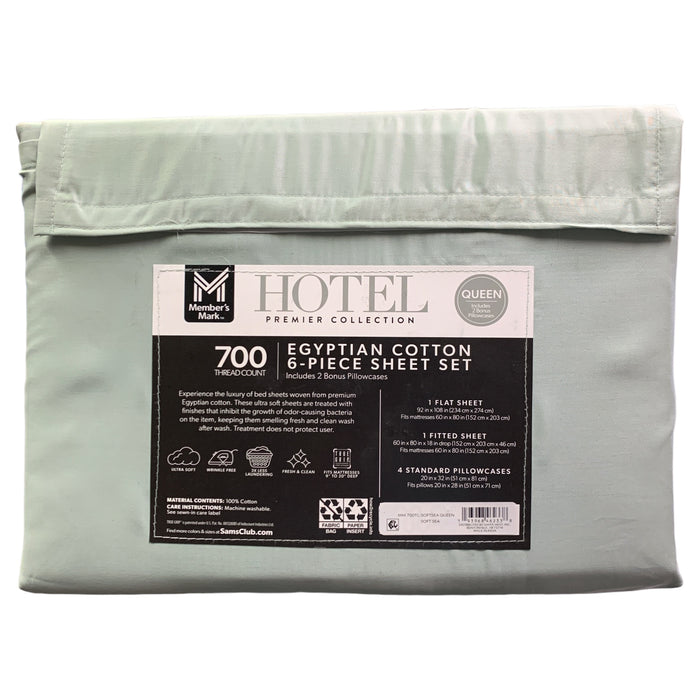 Member's Mark Hotel Egyptian Cotton 6pc Solid Sheet Set, 700 Thread Ct, Queen