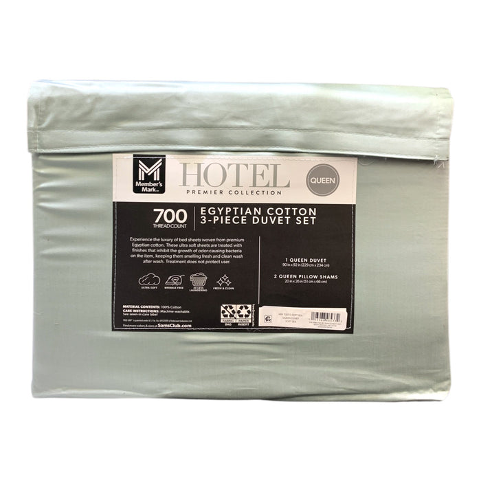 Member's Mark Egyptian Cotton 700 Thread Count Solid  Duvet Cover Set, Queen