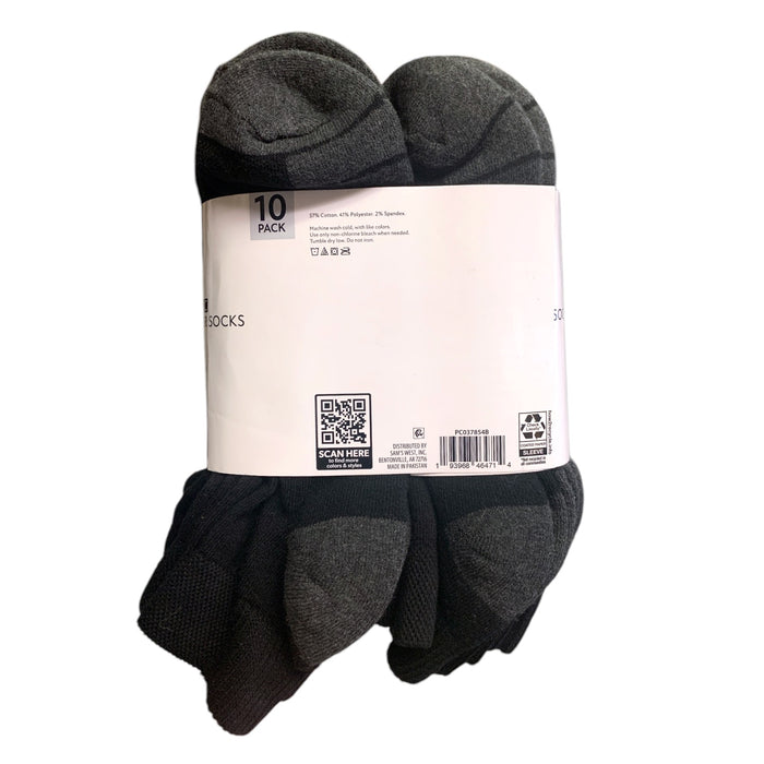 Member's Mark Mens Athletic Quarter Sock, 10-Pack, Shoe Size 6-12