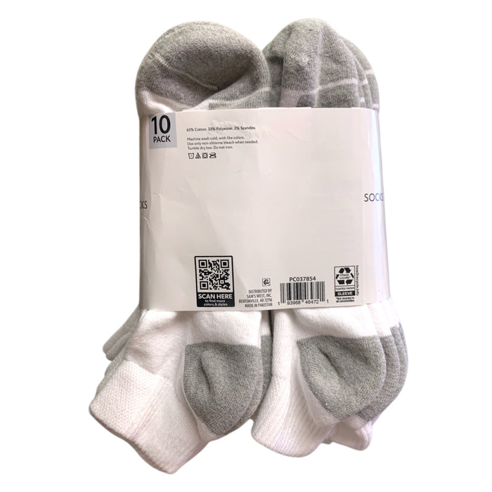 Member's Mark Mens Athletic Quarter Sock, 10-Pack, Shoe Size 6-12
