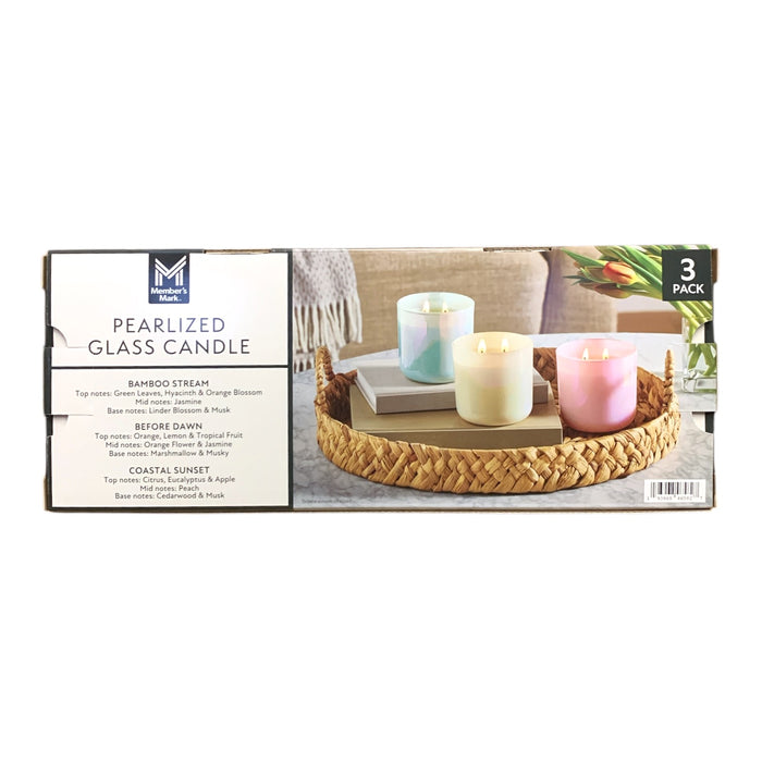 Member's Mark Pearlized Glass Candle 3-Pack, Dual-Wick Soy Wax Blend Candles