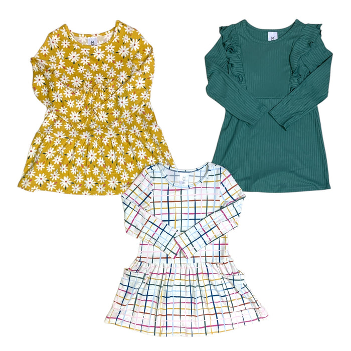 Member's Mark Girls Dress, 3-Pack, Long Sleeve and Knee-Length Knit Design