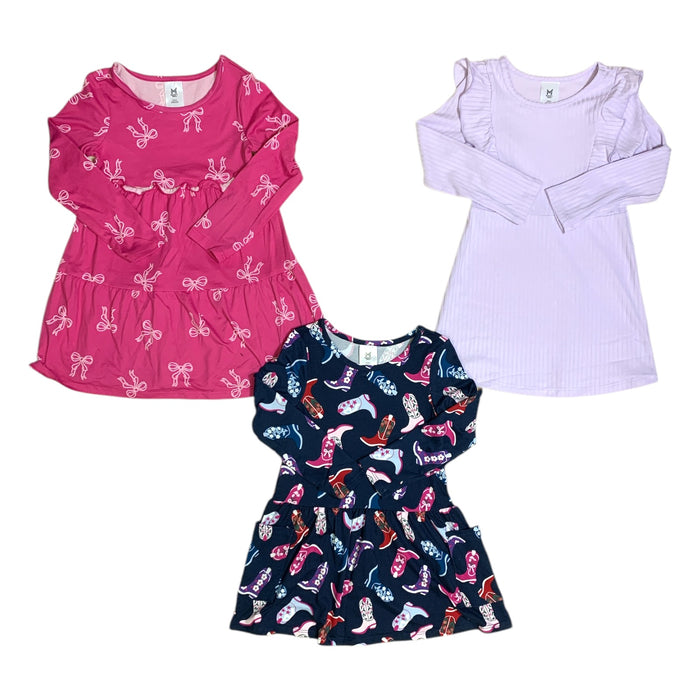 Member's Mark Girls Dress, 3-Pack, Long Sleeve and Knee-Length Knit Design