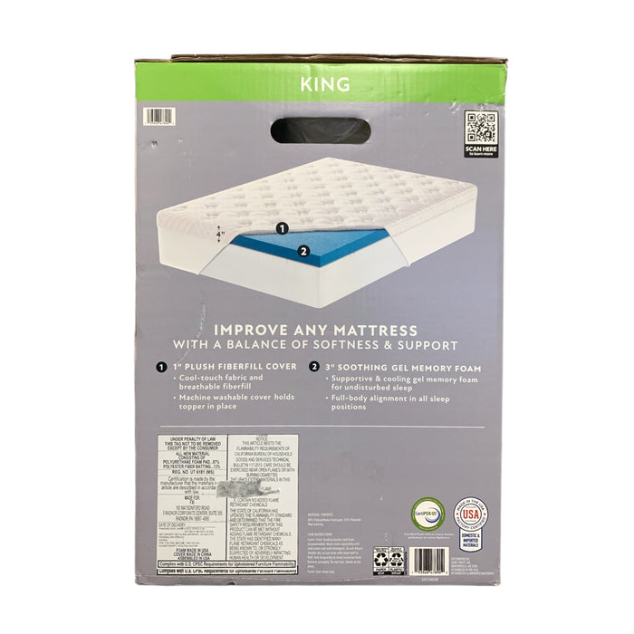 Member's Mark Cooling Pillow Top 4-Inch Gel Memory Foam Mattress Topper (King)