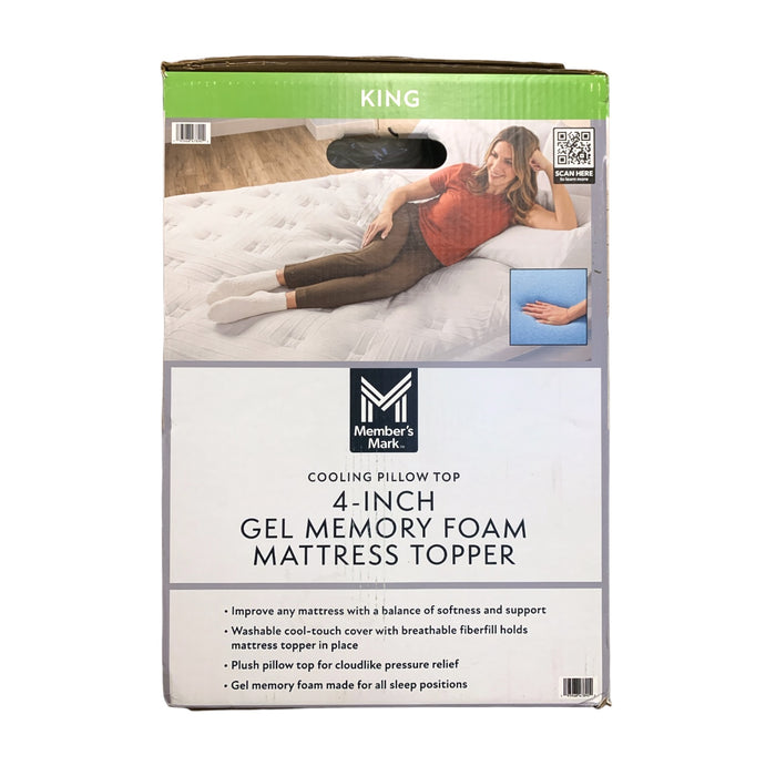 Member's Mark Cooling Pillow Top 4-Inch Gel Memory Foam Mattress Topper (King)