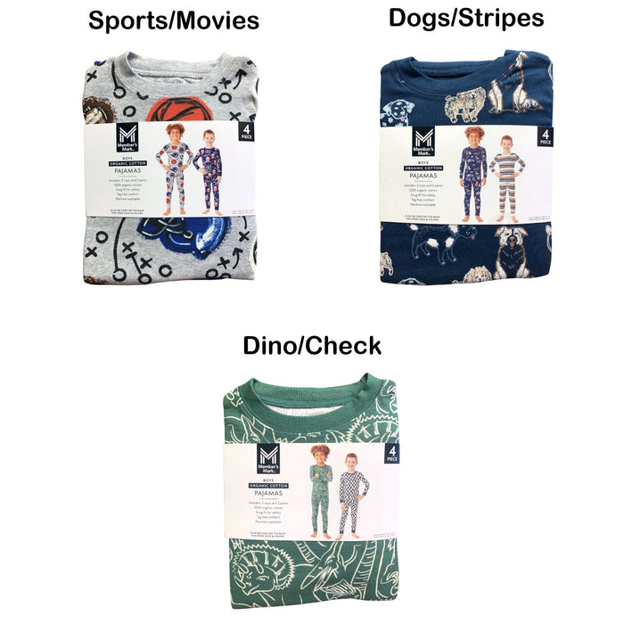 Member's Mark Boys Organic Cotton Pajamas 4-Piece, 100% Organic Cotton