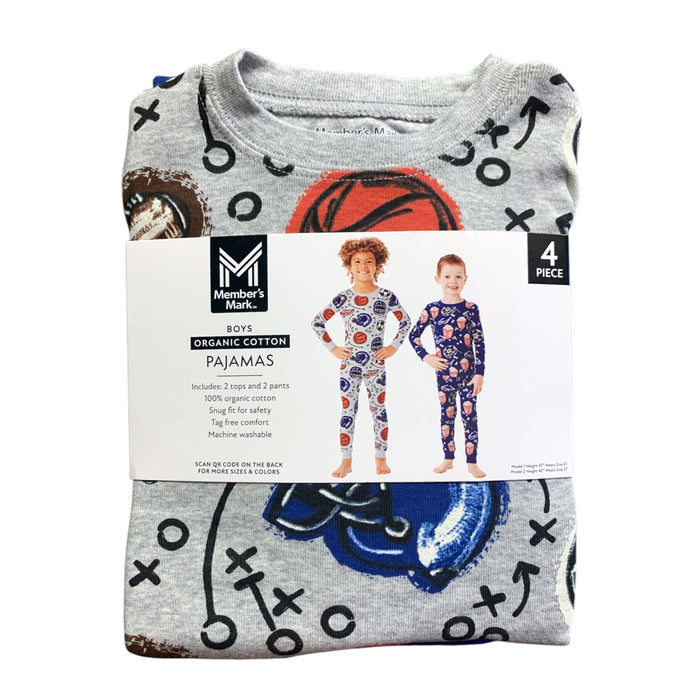 Member's Mark Boys Organic Cotton Pajamas 4-Piece, 100% Organic Cotton