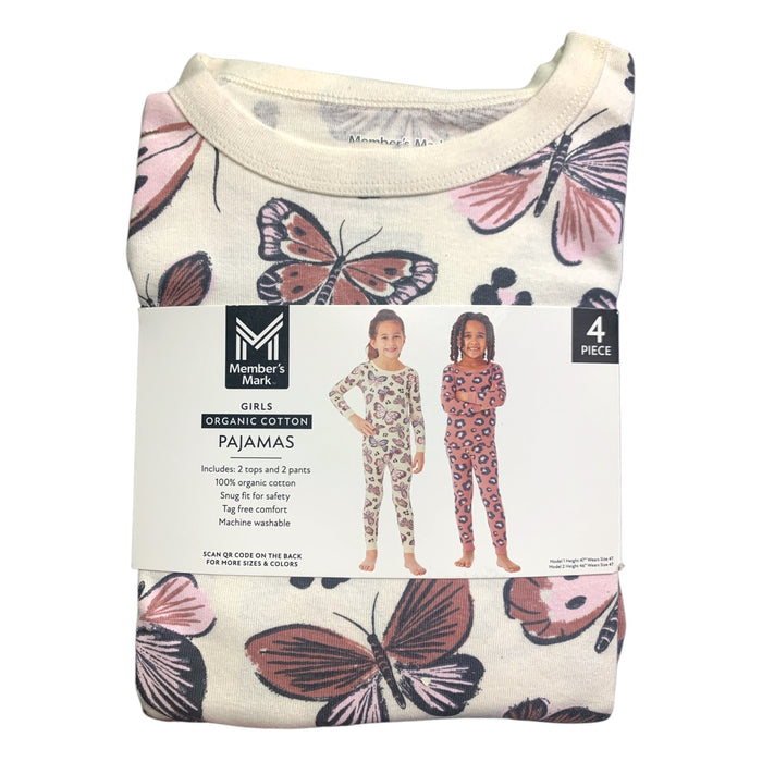 Member's Mark Girls Organic Cotton Pajamas 4-Piece, 100% Organic Cotton
