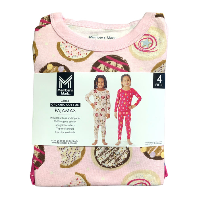 Member's Mark Girls Organic Cotton Pajamas 4-Piece, 100% Organic Cotton