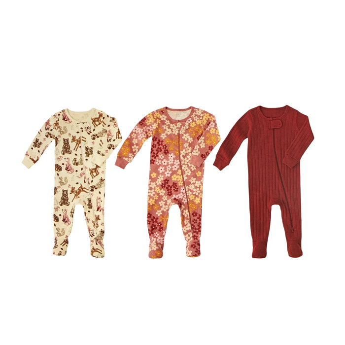 Member's Mark Organic Cotton Sleep and Play 3 Pack, Snug Fit with Footies