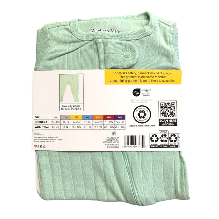 Member's Mark Organic Cotton Sleep and Play 3 Pack, Snug Fit with Footies