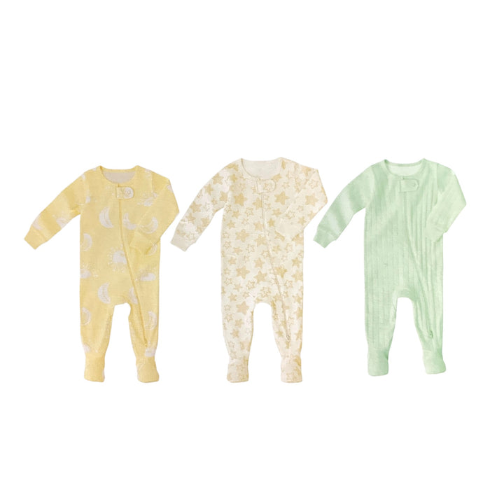 Member's Mark Organic Cotton Sleep and Play 3 Pack, Snug Fit with Footies