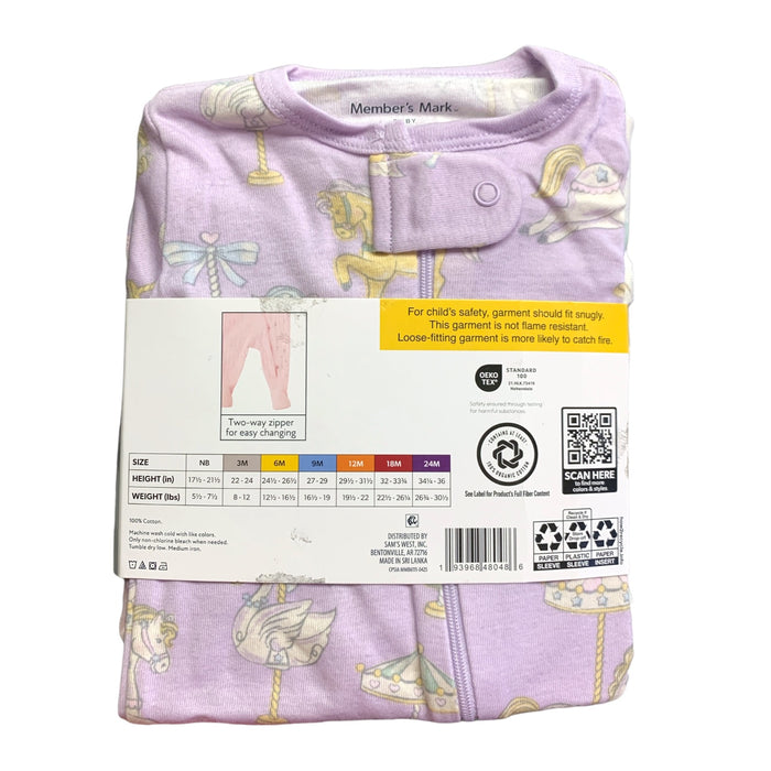 Member's Mark Organic Cotton Sleep and Play 3 Pack, Snug Fit with Footies