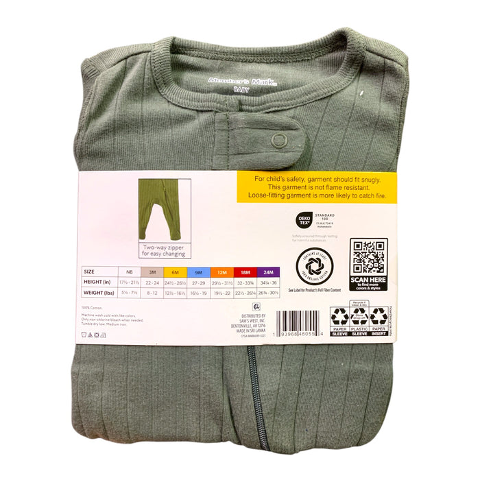Member's Mark Organic Cotton Sleep and Play 3 Pack, Snug Fit with Footies