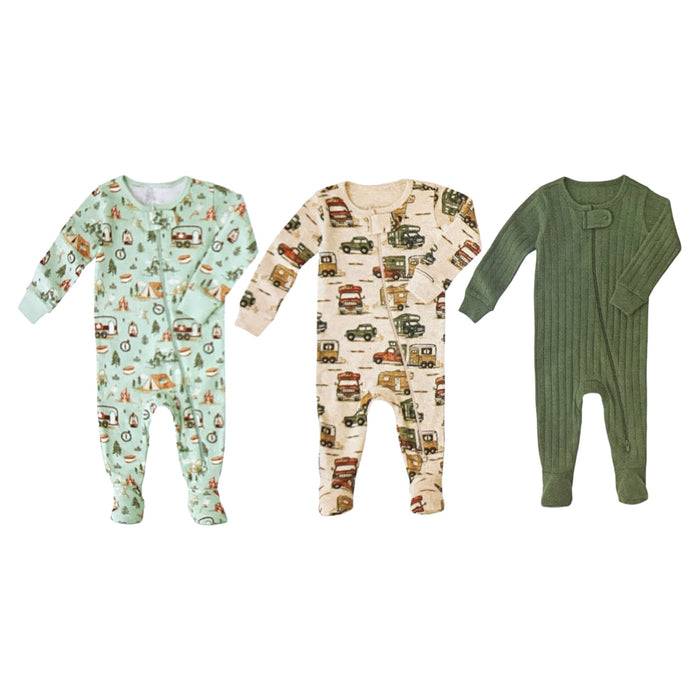 Member's Mark Organic Cotton Sleep and Play 3 Pack, Snug Fit with Footies