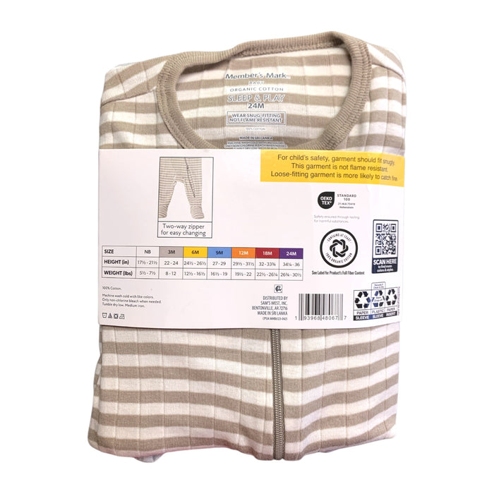 Member's Mark Organic Cotton Sleep and Play 3 Pack, Snug Fit with Footies
