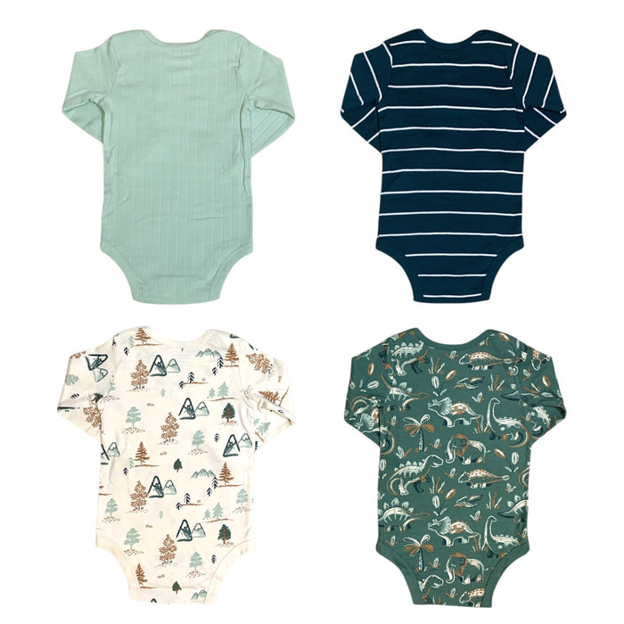 Member's Mark Baby Boys  Organic Cotton Bodysuits, 4 Pack, Long Sleeve