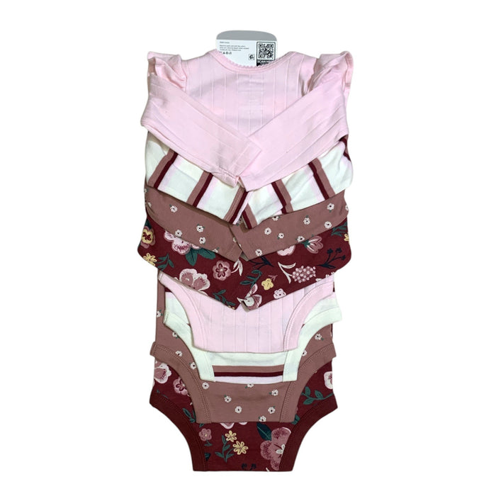 Member's Mark Baby Girls Organic Cotton Bodysuits 4-Pack, Long Sleeve with Snaps