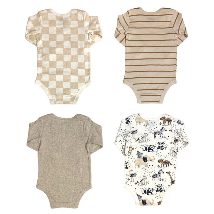 Member's Mark Baby Boys  Organic Cotton Bodysuits, 4 Pack, Long Sleeve
