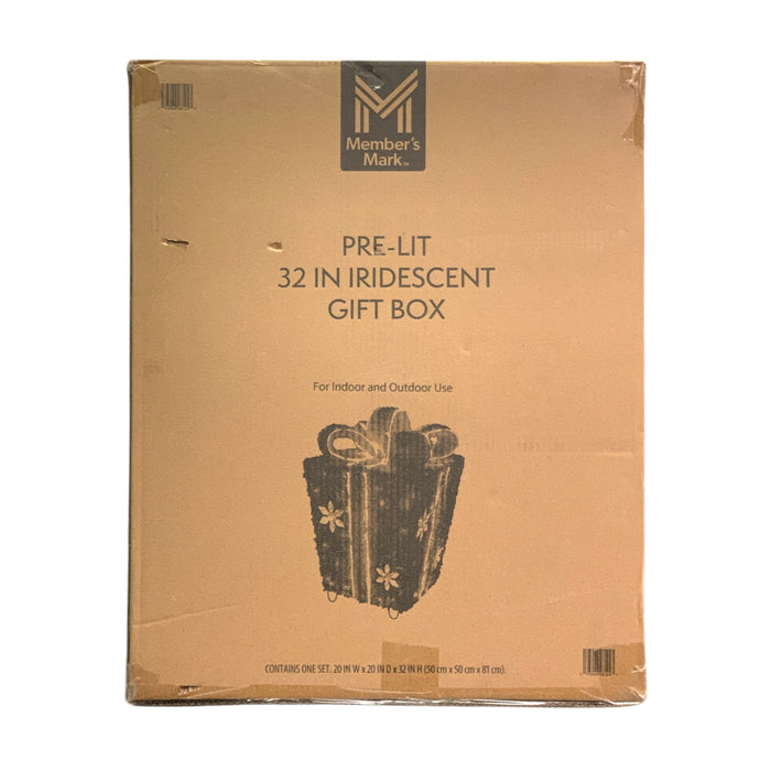 Member's Mark Pre-Lit 32 Inch Iridescent Gift Box Outdoor Holiday Decor