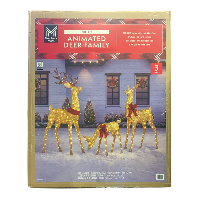Member's Mark 3-Piece 360 LED Pre-Lit Animated Deer Family