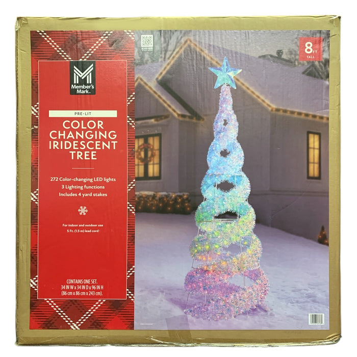 Member's Mark 8' Pre-Lit Iridescent Color-Changing Iridescent Spiral Tree