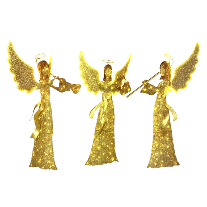Member's Mark Pre-Lit Twinkling Angels Holiday Yard Decor, Set of 3