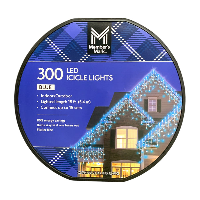 Member's Mark LED Icicle Lights, 300 Count, 18' Lighted Length, Flicker-Free