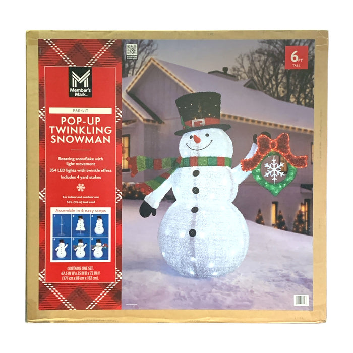 Member's Mark 72" Pre-Lit Pop-Up Twinkling Snowman Holiday Yard Decor
