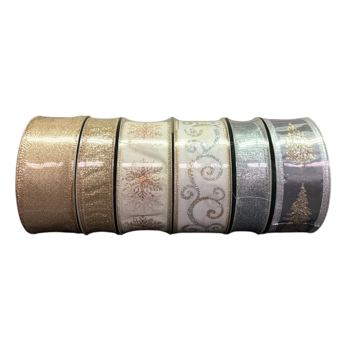 Member's Mark Premium Ribbon 6-Pack Wired Edge for Easy Shaping (Metallic)