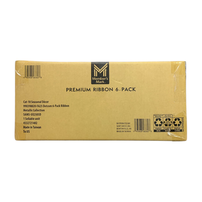 Member's Mark Premium Ribbon 6-Pack Wired Edge for Easy Shaping (Metallic)