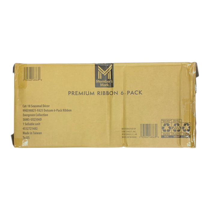 Member's Mark Premium Ribbon 6-Pack, Wired Edge for Easy Shaping (Evergreen)