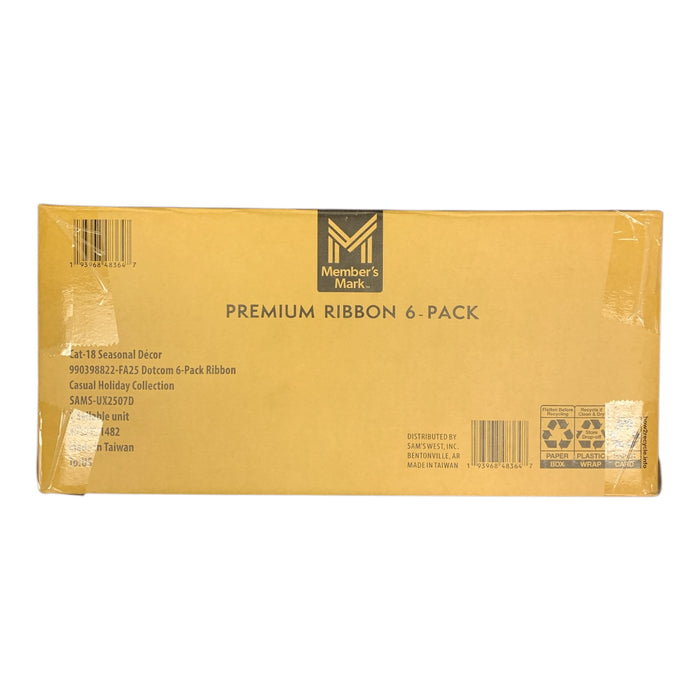 Member's Mark Premium Ribbon 6-Pack Wired Edge for Easy Shaping (Casual Holiday)