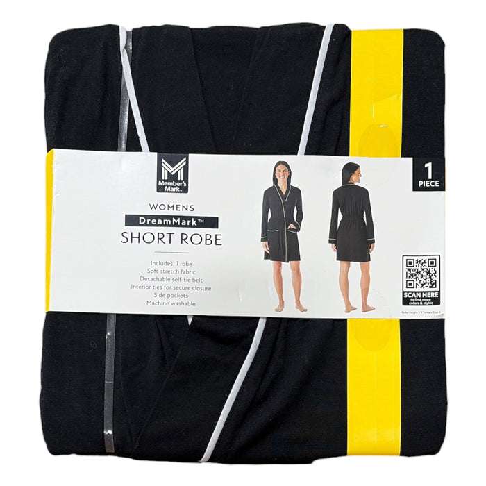 Member's Mark Womens Dream Mark Short Robe, Classic Cut with Self-Tie Belt