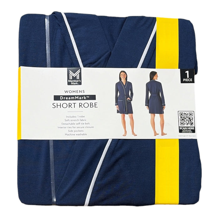 Member's Mark Womens Dream Mark Short Robe, Classic Cut with Self-Tie Belt
