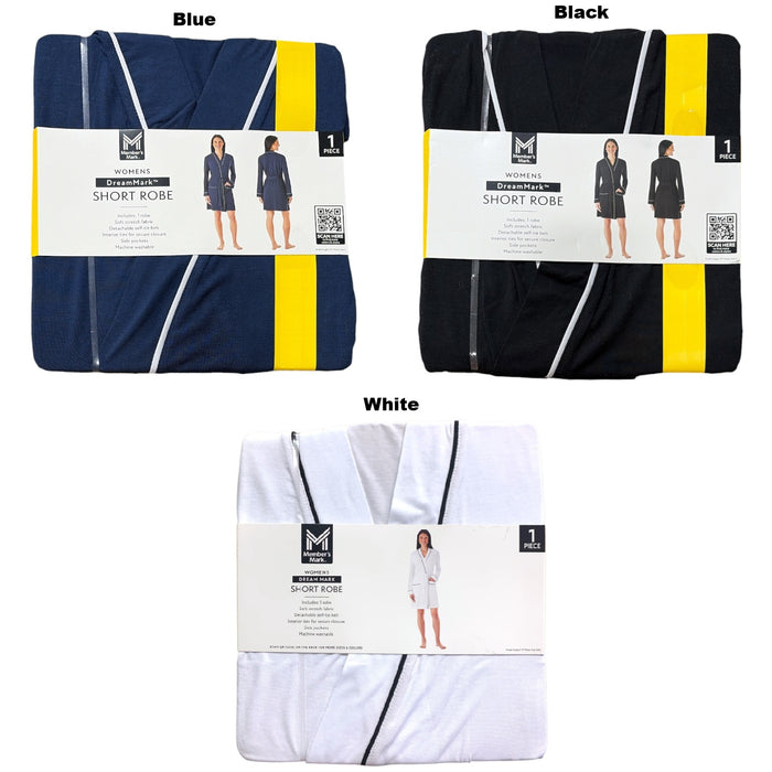 Member's Mark Womens Dream Mark Short Robe, Classic Cut with Self-Tie Belt