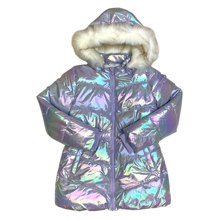 Member's Mark Girls Puffer Jacket with Removable Faux-Fur Hood and Fleece Lining