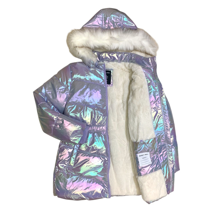 Member's Mark Girls Puffer Jacket with Removable Faux-Fur Hood and Fleece Lining