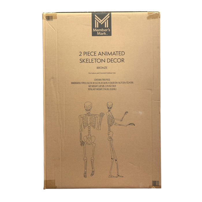 Member's Mark 2 Piece Animated Skeleton Decor, Talking, LED Eyes, Bronze