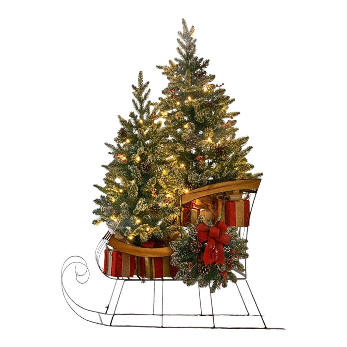 Member's Mark Pre-Lit Sleigh & Topiaries, Topiaries, Gift Boxes, and Wreath