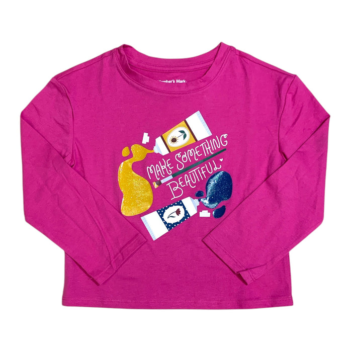 Member's Mark Girls Long Sleeve Graphic Tee, Tagless, Machine Washable
