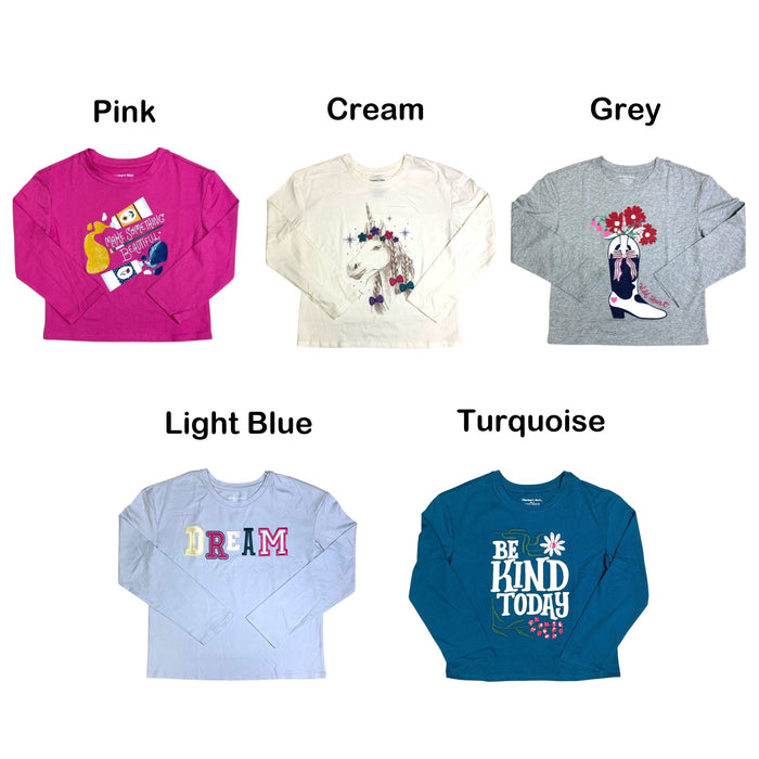 Member's Mark Girls Long Sleeve Graphic Tee, Tagless, Machine Washable