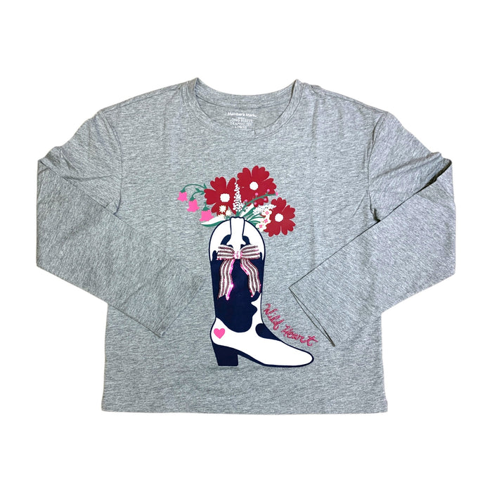 Member's Mark Girls Long Sleeve Graphic Tee, Tagless, Machine Washable